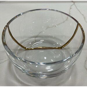 Michael Wainwright 5" Glass Gold Stripe Inlayed Stripe Bowl